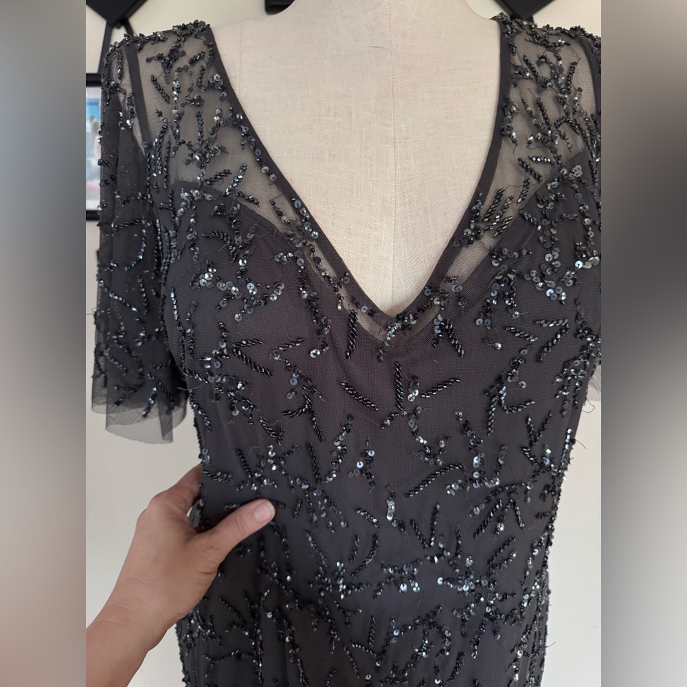 Cameron Blake Charcoal Sequence Dress! Stunning F… - image 5
